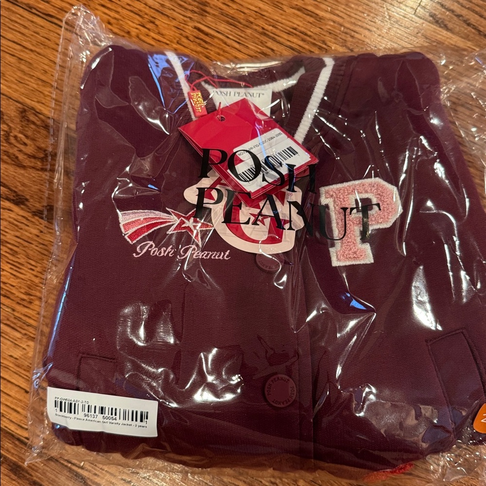 Posh Peanut American Girl Blackberry Fleece Varsity Jacket 2T